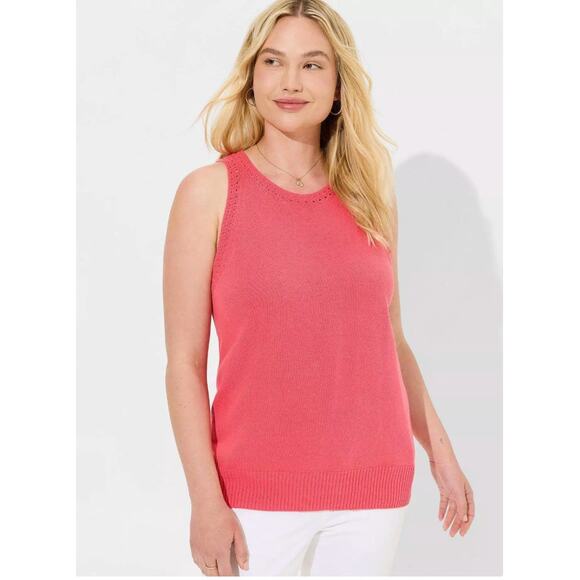 Torrid Crochet Trim Sweater Tank Pink Size 2 - Picture 5 of 9